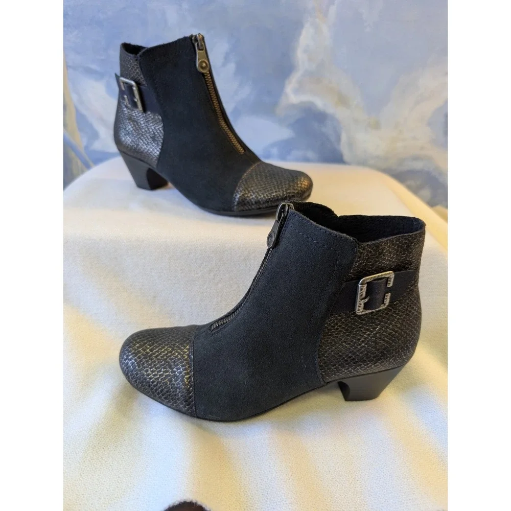 NEW! Rieker 36  'Sarah' Lined Snakeskin &Suede Ankle Bootie Zip-Front